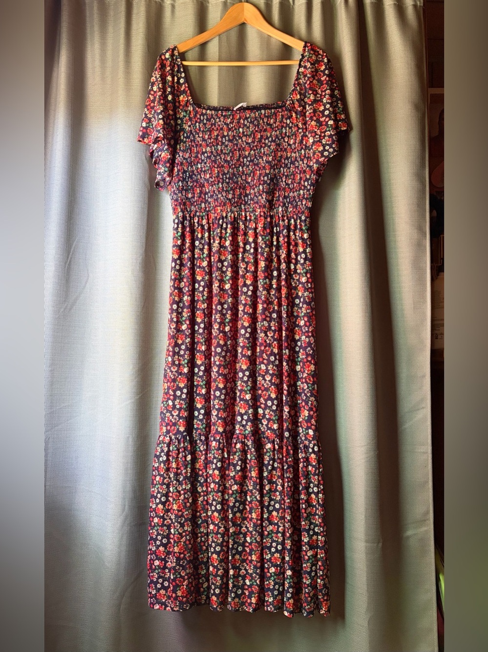Siren Lily Black Floral Smocked Maxi Dress